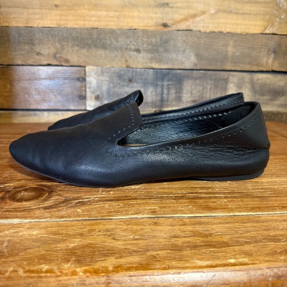 Birdies Starling Leather Loafer Flat Women 12 Black Laser Cut‎ Slip On Shoe - Picture 4 of 10